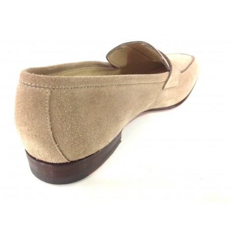 SCARPE UOMO SANTONI MOCASSINO CAMOSCIO CAMMELLO VASCHETTA QUADRA  FATTA MANO 62