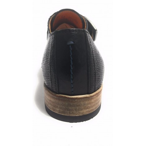 Scarpe uomo Lorenzi con fibbia in pelle burrattata safari nero US17LO03