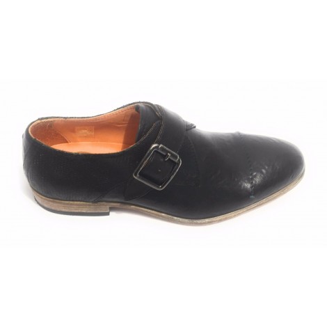 Scarpe uomo Lorenzi con fibbia in pelle burrattata safari nero US17LO03