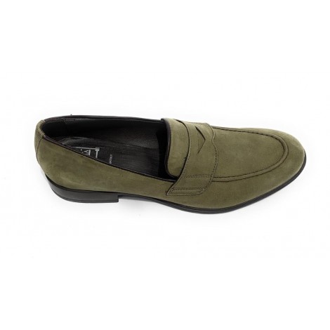 MOCASSINO UOMO ANTICA CUOIERIA MOD. AMALFI PELLE SCAMOSCIATA VERDE FORESTA US19AC05