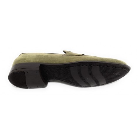 MOCASSINO UOMO ANTICA CUOIERIA MOD. AMALFI PELLE SCAMOSCIATA VERDE FORESTA US19AC05