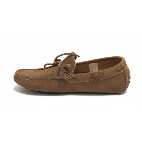 Scarpe Ton Goût mocassino tubolare in pelle scamosciata ecru uomo US19TG13