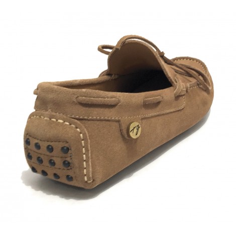 Scarpe Ton Goût mocassino tubolare in pelle scamosciata ecru uomo US19TG13