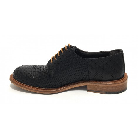 Scarpe Ton Goût francesina in pelle intrecciata/ traforata nero uomo US19TG06
