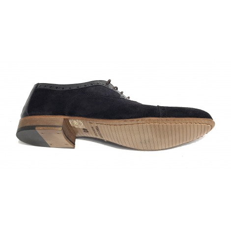 Scarpe Ton Goût francesina in pelle scamosciata/ montone blu uomo US19TG08