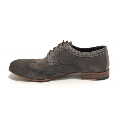 Scarpe Ton Goût francesina in pelle scamosciata/ montone grigio uomo US19TG09