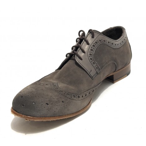 Scarpe Ton Goût francesina in pelle scamosciata/ montone grigio uomo US19TG09