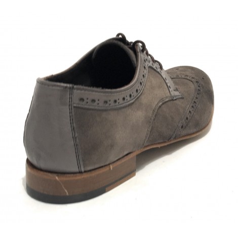 Scarpe Ton Goût francesina in pelle scamosciata/ montone grigio uomo US19TG09