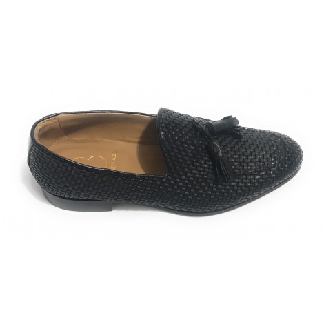SCARPE UOMO BEN.TER MOCASSINO IN PELLE INTRECCIATA A MANO COL. NERO US19BT02
