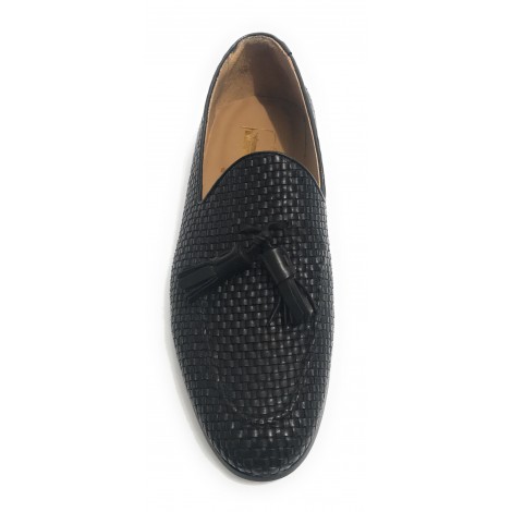 SCARPE UOMO BEN.TER MOCASSINO IN PELLE INTRECCIATA A MANO COL. NERO US19BT02