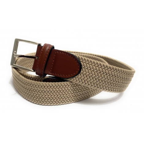 Cinta elasticizzata cotone e pelle beige   H3 A20EL07