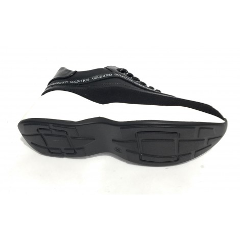 Scarpe donna sneaker running con zeppa Gold&gold ecopelle nero D20GG10