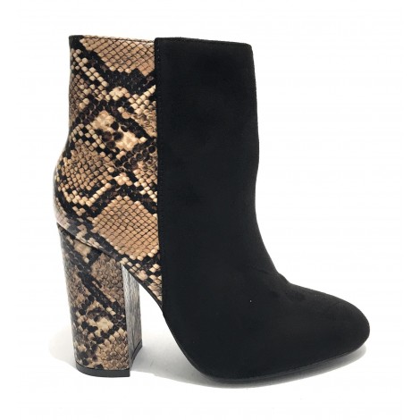 Scarpe donna ankle boot Gold&gold tc 95 in ecopelle scamosciato nero/ stampa pitone D20GG18