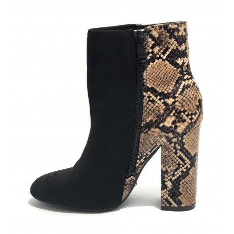 Scarpe donna ankle boot Gold&gold tc 95 in ecopelle scamosciato nero/ stampa pitone D20GG18