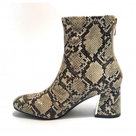 Scarpe donna ankle boot Gold&gold tc 60 in ecopelle stampa pitone beige roccia D20GG17