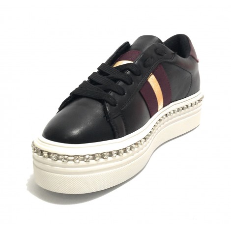 Scarpe donna Gold&gold sneaker fondo platform in ecopelle nero D20GG38