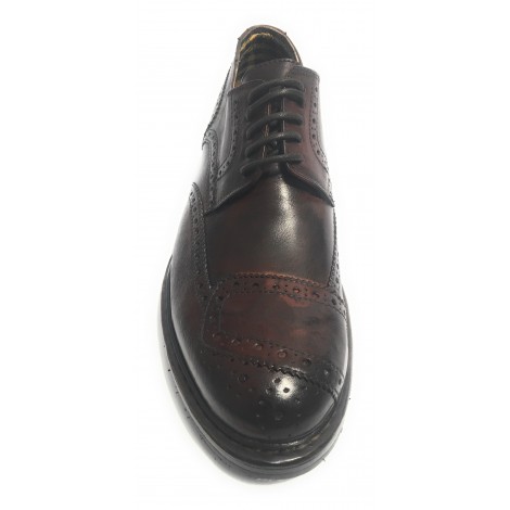Scarpe uomo Cavallini brogue allacciata in pelle color cognac hand made U18CA01