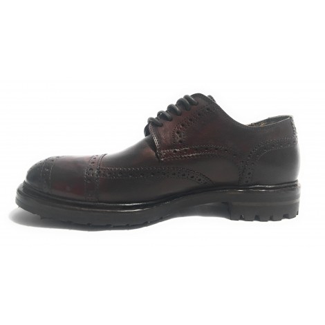 Scarpe uomo Cavallini brogue allacciata in pelle color cognac hand made U18CA01