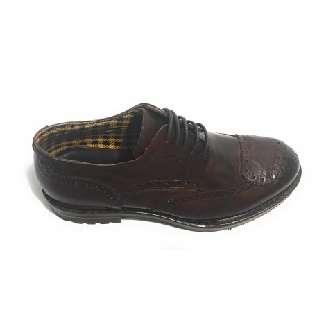 Scarpe uomo Cavallini brogue allacciata in pelle color cognac hand made U18CA01
