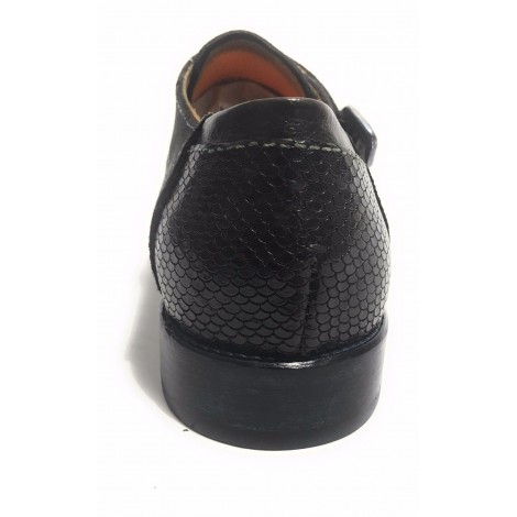 Scarpe uomo Lorenzi con doppia fibbia in pelle camoscio moro US17LO4