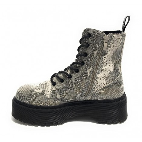 Scarpe donna Gold&gold anfibio ecopelle stampa pitone con fondo zeppa carrarmato D20GG51