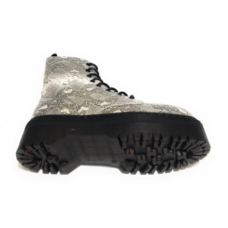 Scarpe donna Gold&gold anfibio ecopelle stampa pitone con fondo zeppa carrarmato D20GG51