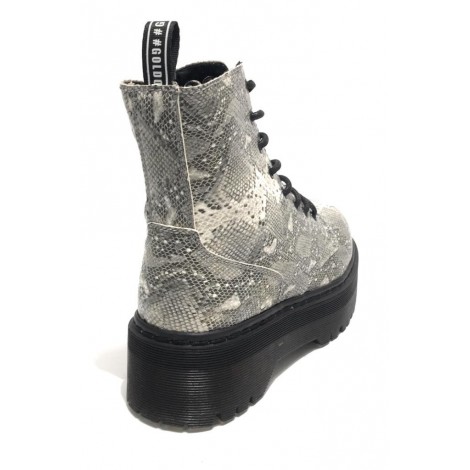 Scarpe donna Gold&gold anfibio ecopelle stampa pitone con fondo zeppa carrarmato D20GG51
