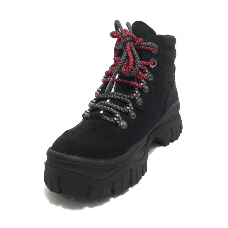 Scarpe donna Gold&gold pedula fondo zeppa  eco suede black D20GG56