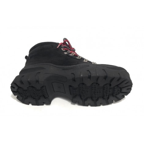 Scarpe donna Gold&gold pedula fondo zeppa  eco suede black D20GG56