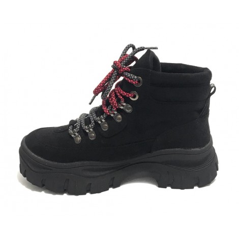 Scarpe donna Gold&gold pedula fondo zeppa  eco suede black D20GG56