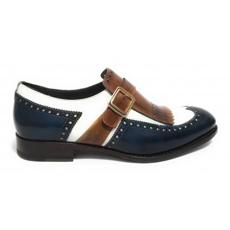 Scarpe uomo Harris fibbia lavorata a mano tricolore cacao blu U17HA137