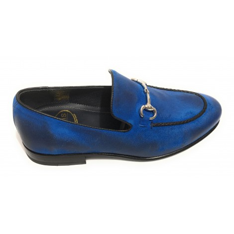 Scarpe uomo Harris mocassino pelle di camoscio blu elettrico  U17HA138