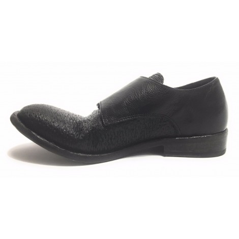 SCARPE UOMO ERNESTO DOLANI DOPPIA FIBBA PELLE NERO E TEJUS ARTIGIANALE US17ED05