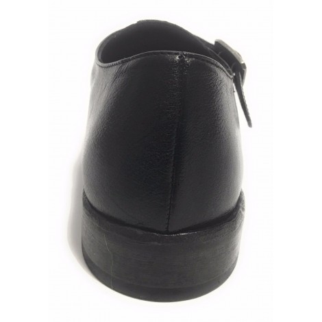 SCARPE UOMO ERNESTO DOLANI DOPPIA FIBBA PELLE NERO E TEJUS ARTIGIANALE US17ED05