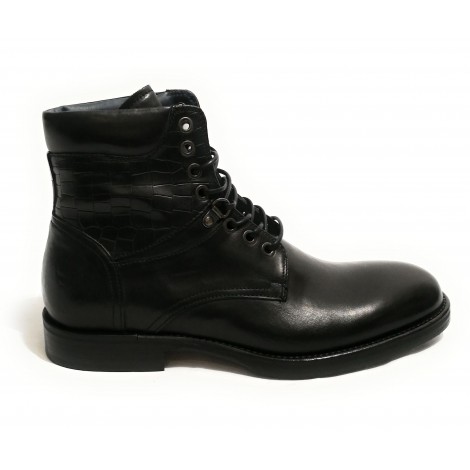 Polacchino Lorenzi uomo in pelle nero hand made U19LO03