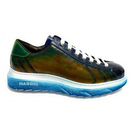 Scarpe uomo Harris sneakers pelle yes blue & green bubble rubber U17HA143