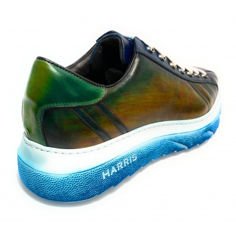 Scarpe uomo Harris sneakers pelle yes blue & green bubble rubber U17HA143