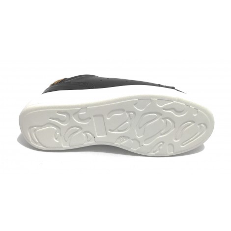 Scarpe donna sneaker con zeppa Gold&gold ecopelle nero/ leopard D21GG09