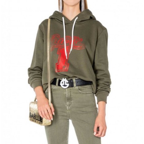 Felpa con cappuccio Gaëlle hoodie colore verde oliva donna E21GE12