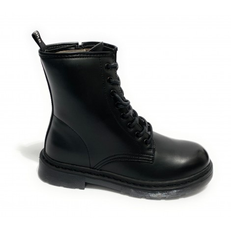 Scarpe donna Gold&gold anfibio in ecopelle nero con fondo carrarmato D21GG22