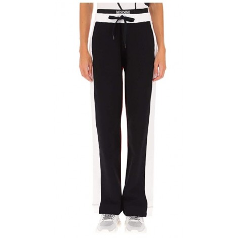 Pantalone Moschino  in felpa logo colore black white red E21MO10