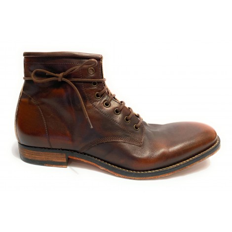 SCARPE UOMO DAVIDSON POLACCHINO F CUOIO Moro BOLIVIA  VINTAGE U15DV05