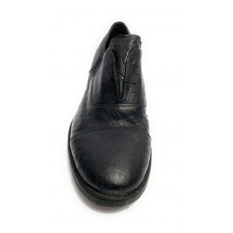 Scarpe uomo in francesina scamiciata Davidson pelle burattata black  U15DV02