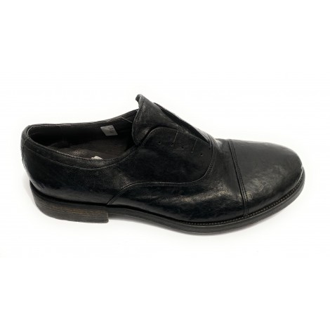 Scarpe uomo in francesina scamiciata Davidson pelle burattata black  U15DV02