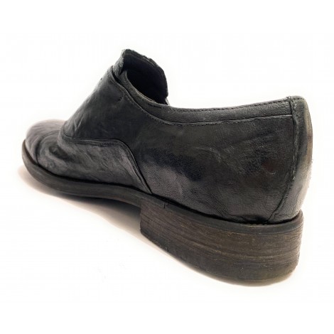 Scarpe uomo in francesina scamiciata Davidson pelle burattata black  U15DV02