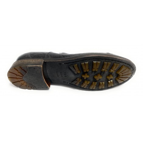 Scarpe uomo in francesina scamiciata Davidson pelle burattata black  U15DV02
