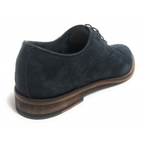 SCARPE UOMO BEN.TER FRANCESINA IN PELLE SCAMOSCIATA COL. BLU FATTA MANO US18BT26