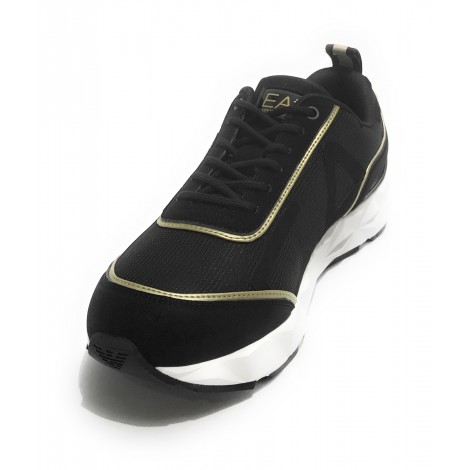 Sneaker running EA7 Emporio Armani  ecosuede/ mesh black/ gold X8X033 US21EA08