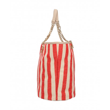 Borsa shopping Liu-jo tote XL Stupenda ecopelle/ tessuto red stripes BS21LJ93 AA1326