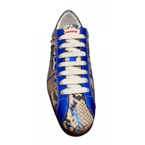 Scarpe uomo Harris sneakers fondo calcetto in pelle roccia splash/ azzurro fluo/ bianco U17HA163